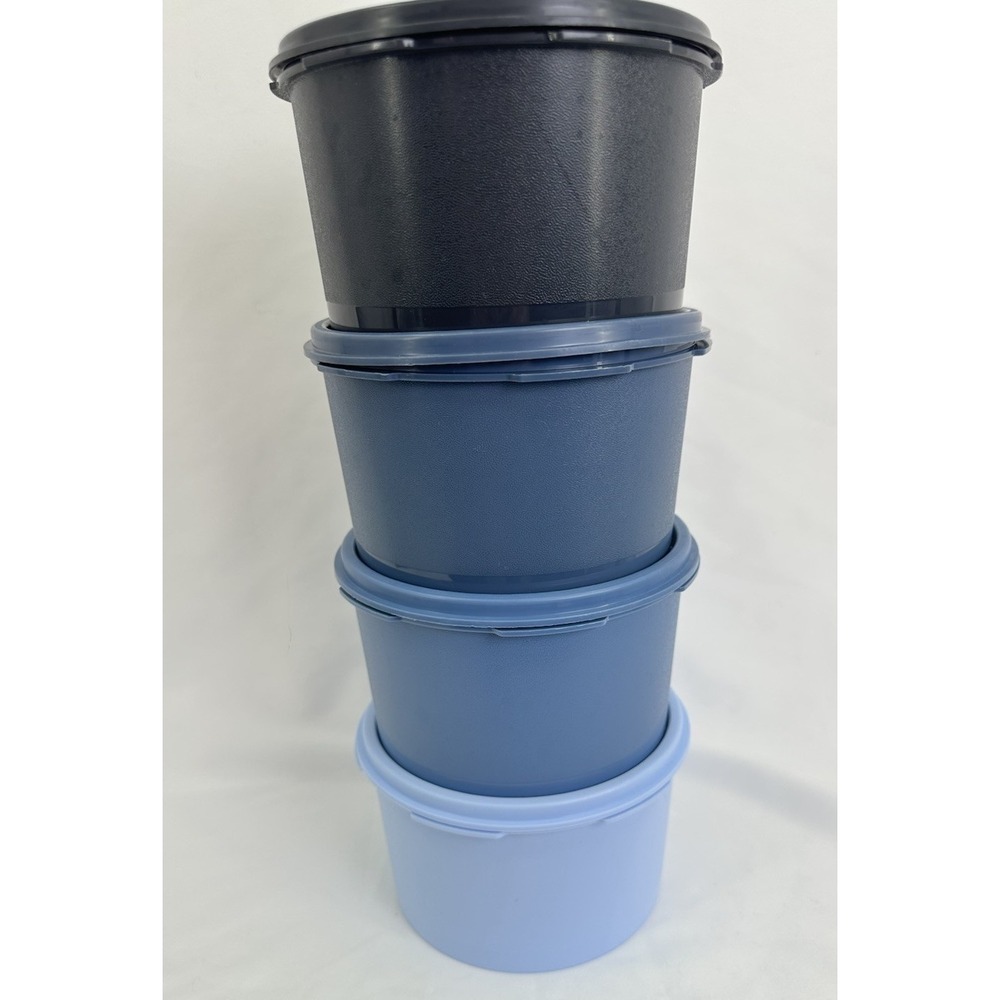 Tupperware Servalier Stacking Canister Set of 4 Different Color Blues Kitchen - Picture 9 of 9